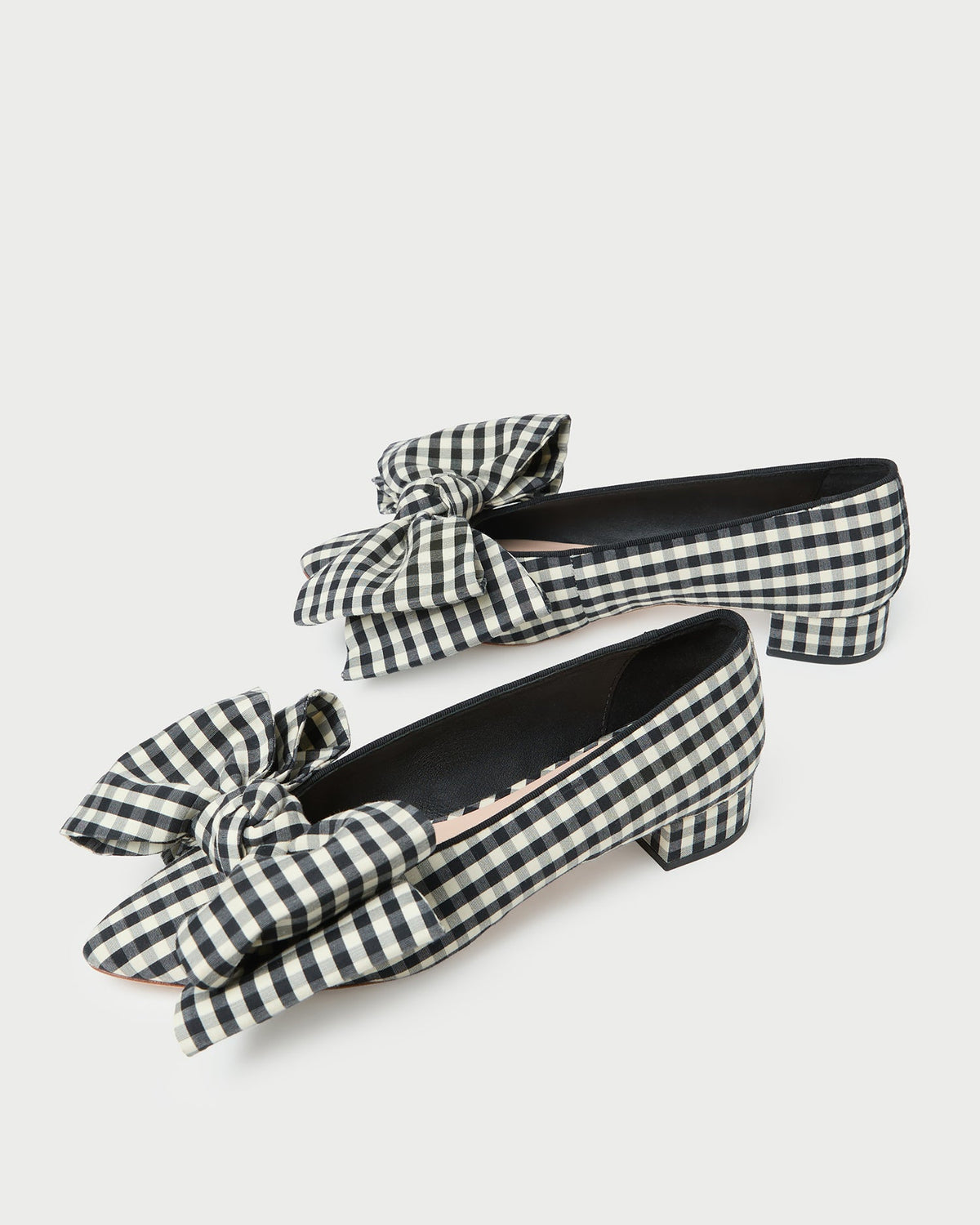 Noa Black/White Gingham Bow Flat