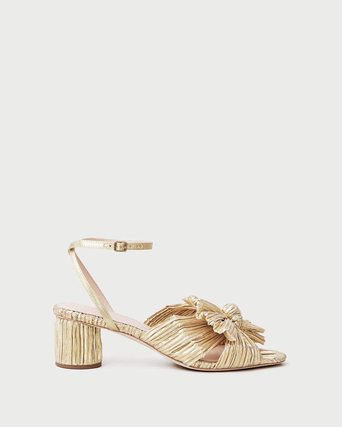 Dahlia Gold Pleated Bow Heel