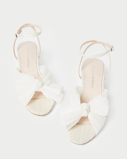 Dahlia Pearl Pleated Bow Heel