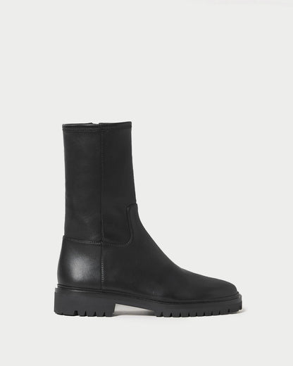 Danny Black Leather Lug Boot