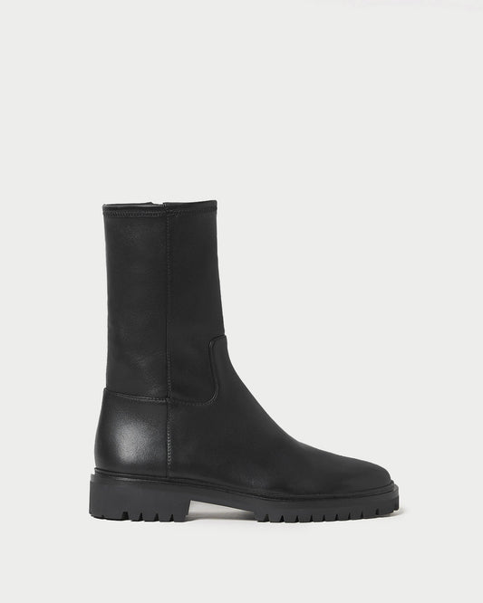 Danny Black Leather Lug Boot