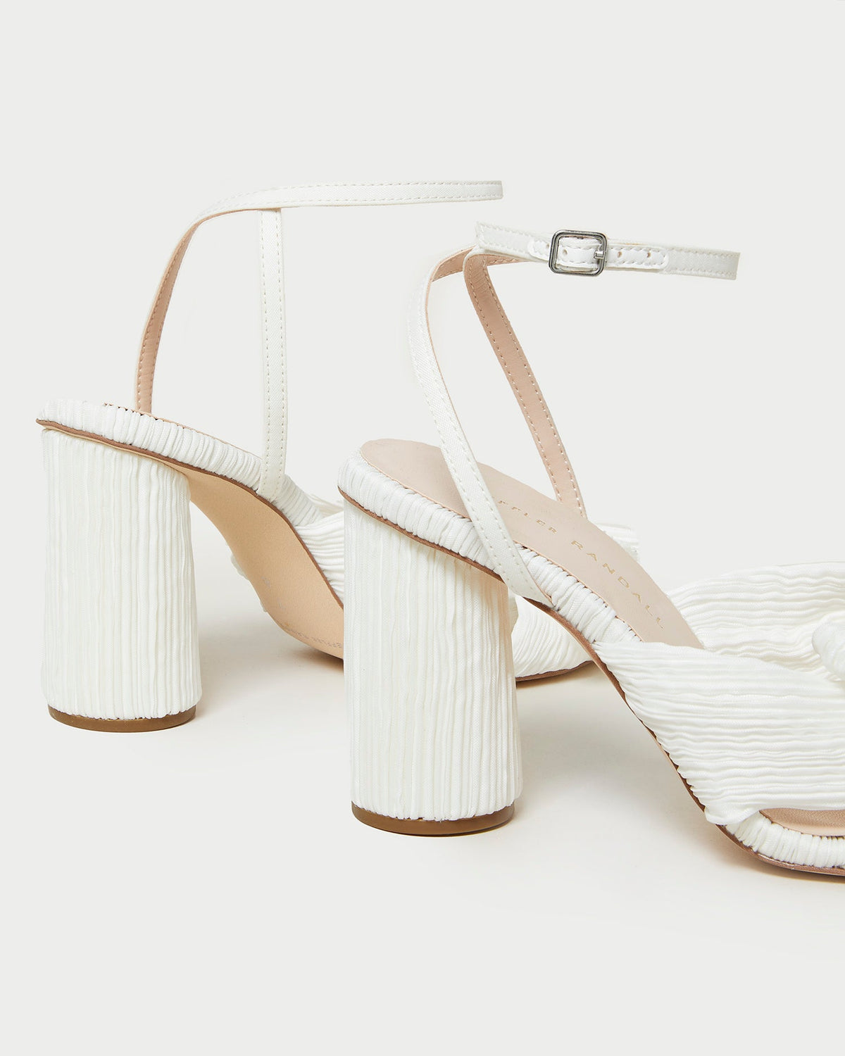 Camellia White Pleated Bow Heel