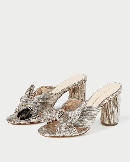 Penny Champagne Pleated Bow Heel