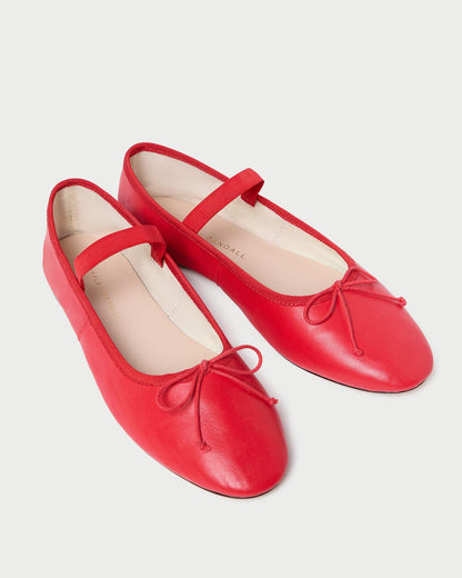 Leonie Red Leather Ballet Flat
