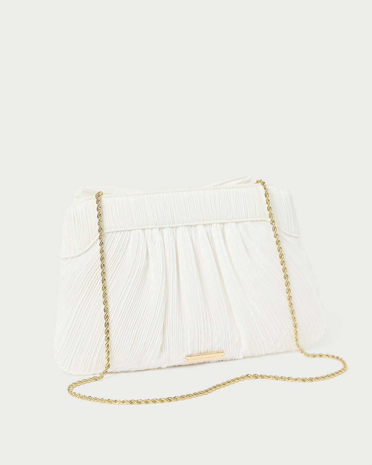 Rayne White Pleated Bow Clutch