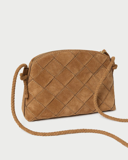 Mallory Toffee Woven Suede Crossbody