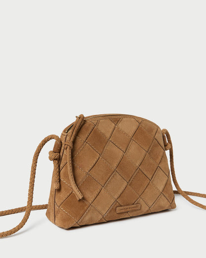 Mallory Toffee Woven Suede Crossbody