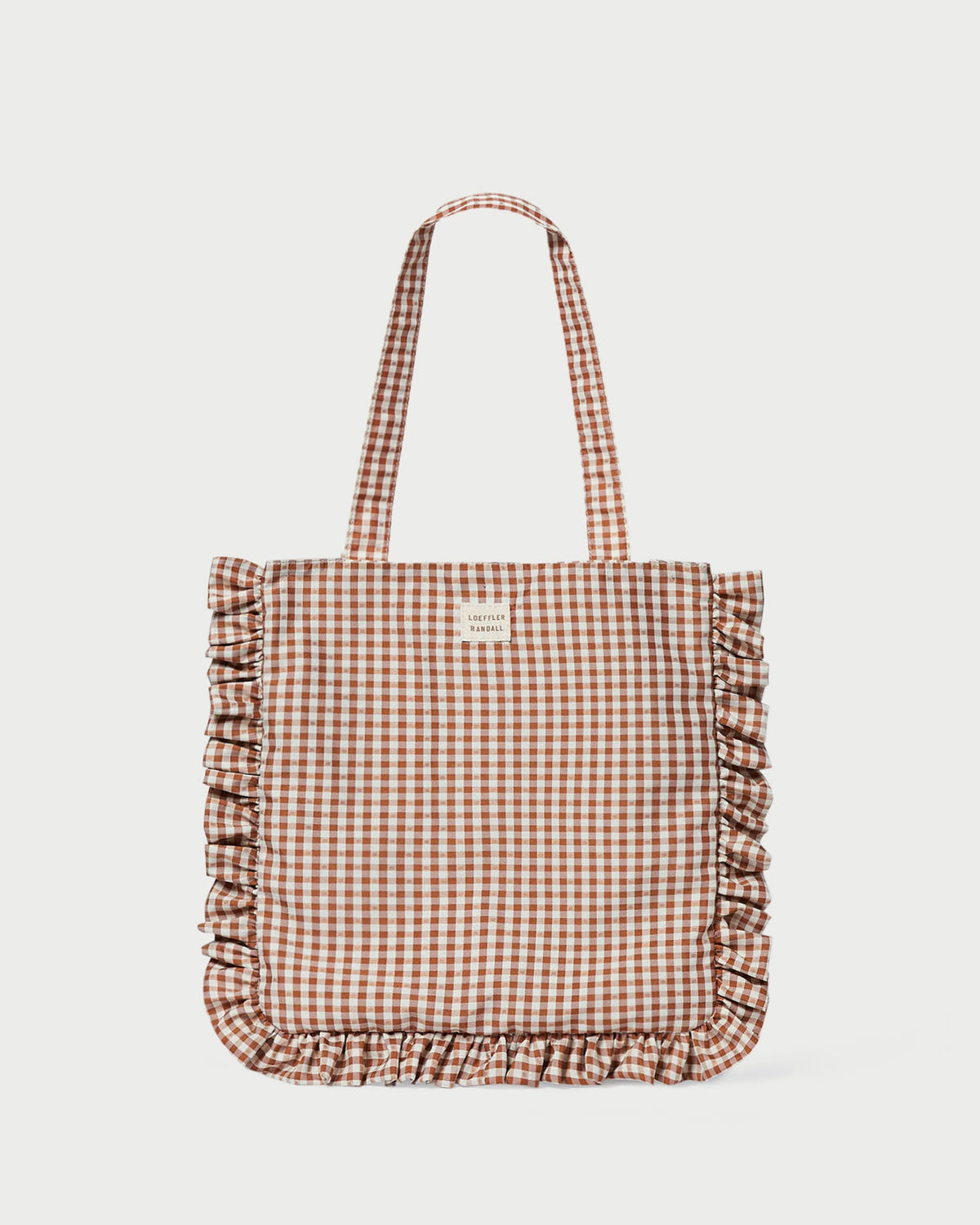 Justine Brown Gingham Ruffle Tote