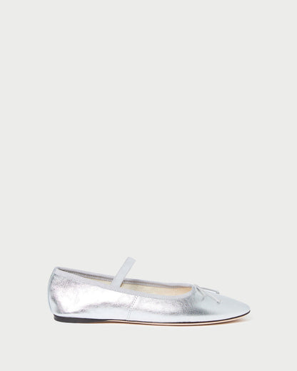 Leonie Silver Leather Ballet Flat