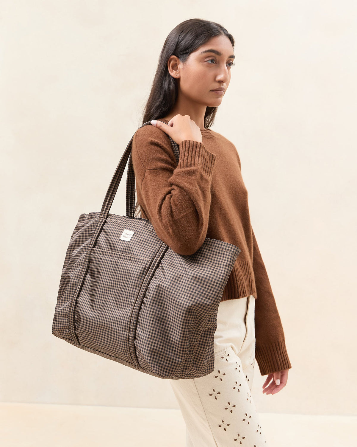 Dina Brown/Black Check Travel Tote