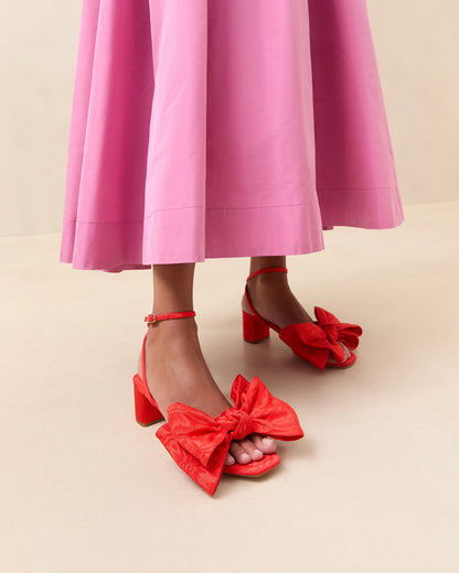 Carmen Red Moiré Bow Sandal