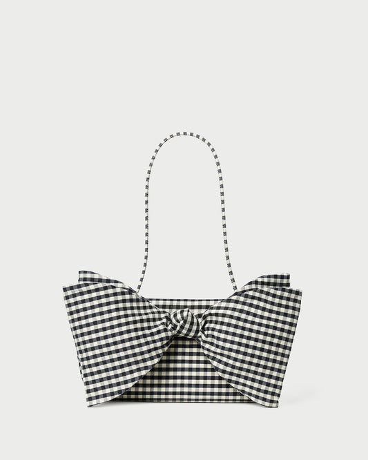 Valerie Black/White Gingham Bow Bag