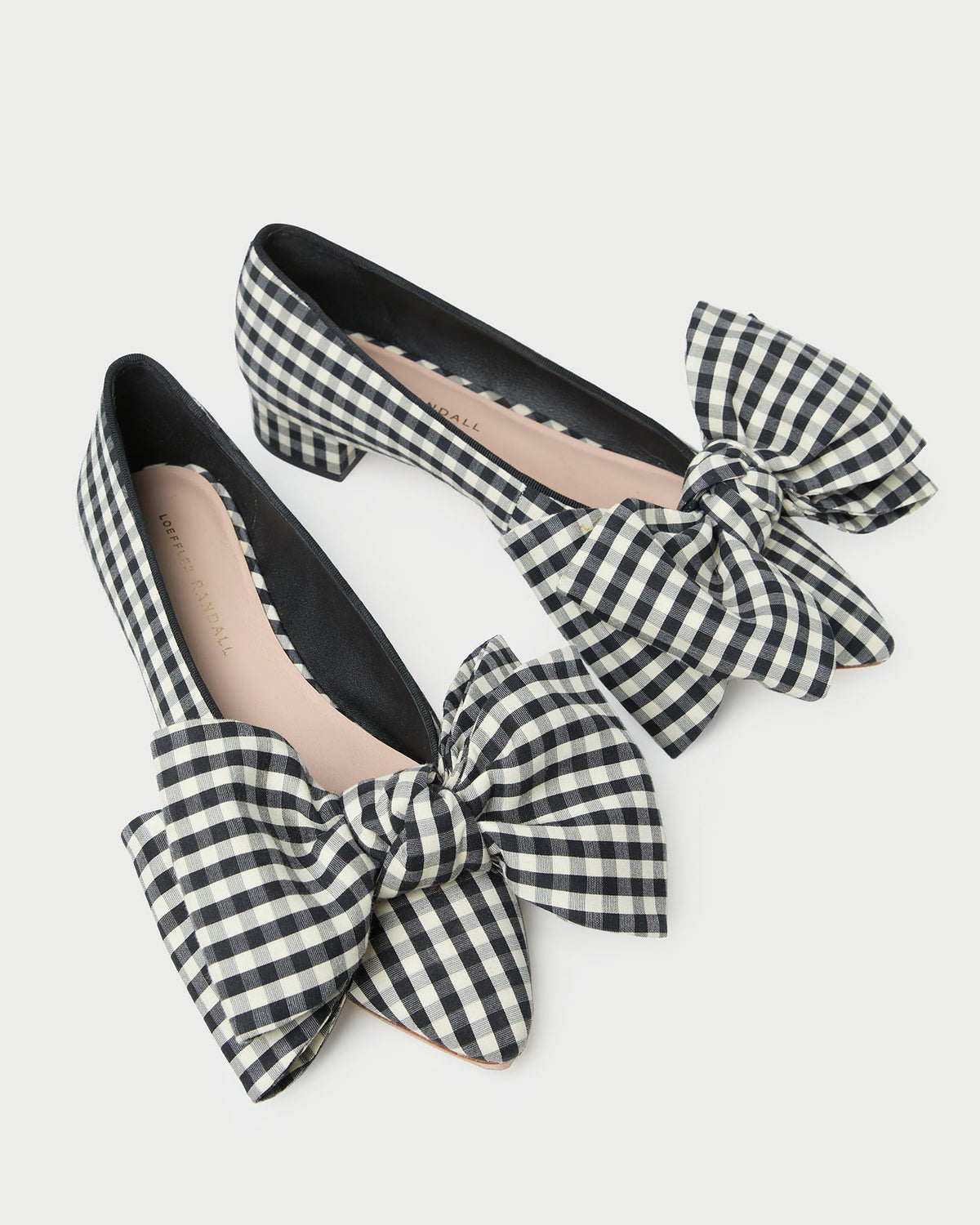 Noa Black/White Gingham Bow Flat